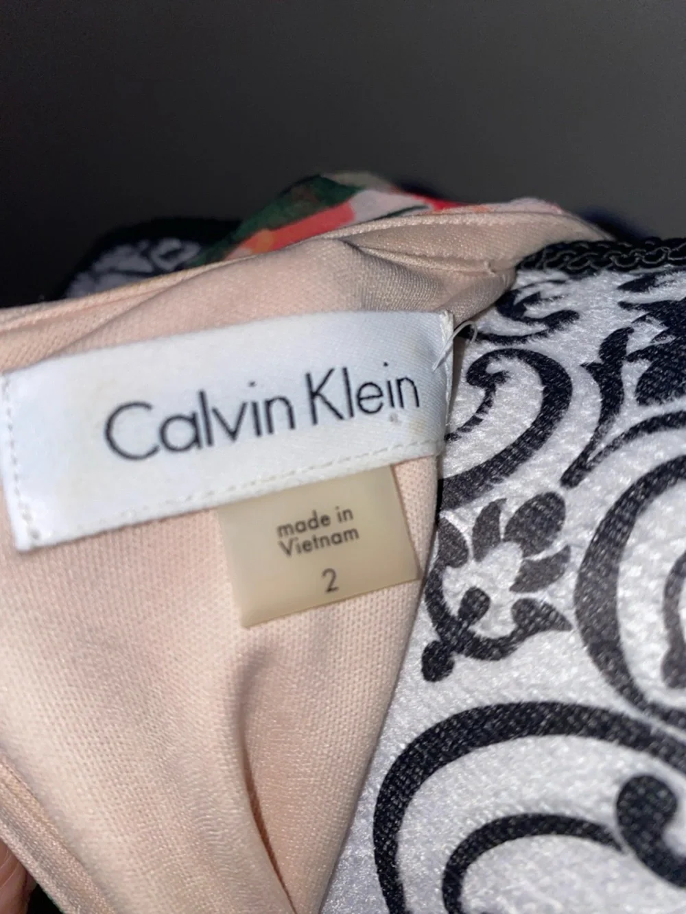 Calvin Klein Irmina Peach-Pink Floral Cold-Shoulder Belted Mini Dress Size 2 - Picture 12 of 16